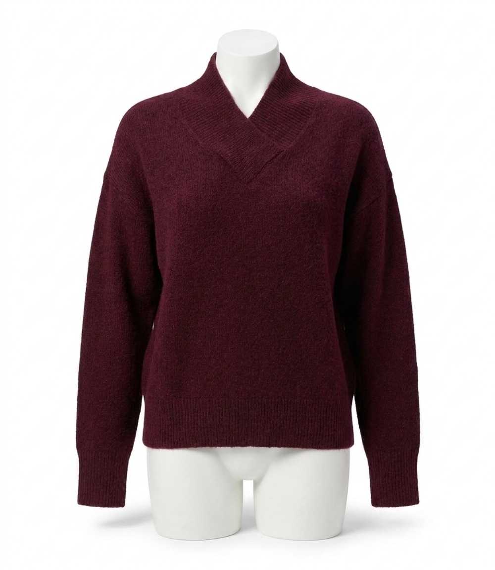 NEW KAREN KANE saphira shawl collar sweater in wine